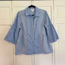 SALE Style & co blue striped button front top size small