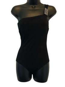 NWT GOTTEX Black One Shoulder Buckle Embellishment One Piece Bathing Suit - size