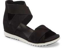 Women's Viv Wedge Leather Nubuck Sandals Black Size 9.5 Casual