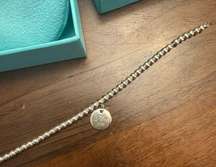 Tiffany & Co. I love you charm Silver bead bracelet 7”