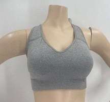 "PUMA"HEATHER GRAY CROP TOP SPORTS BRA WIRELESS PADDED BUST TANK SZ: M