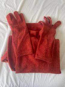 Orange Cashmere Gloves and Scarf set