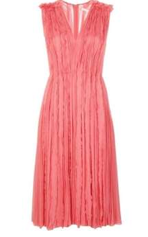 Jason Wu Collection Crinkled Chiffon Sleeveless V-Neck Silk Midi Dress Size 10