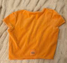 Alo Terrycloth Orange Square Neck Crop Top