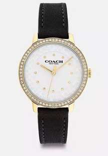 coach watch black leather