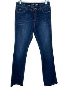 INC Regular Fit Boot Leg Jeans Womens Size 8‎ Blue Mid Rise Stretch Pockets TALL