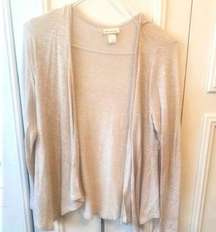 Belle du jour tan heathered flyaway open cardigan L