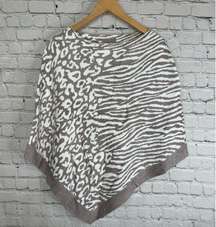 Barefoot Dreams CozyChic Ultra Lite Breeze Poncho animal print one size Gray