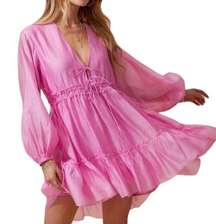 Day + Moon Pink Ruffle Dress(Size Medium)