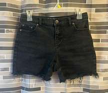 Style & Co Black Denim Shorts, Size 6P (14” Waist) - Distressed, GUC