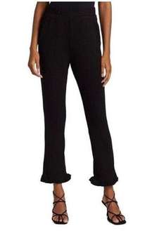 N philanthropy Womens Medium Talker Pants Black Ribbed Cropped Ruffle Hem NWT