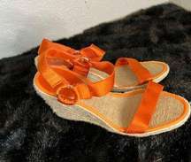 Ralph Lauren Indigo Espadrille Wedges Orange size 7.5