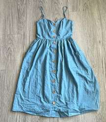 Davi and Dani Blue Chambray Jeans Button Up Dress Size S