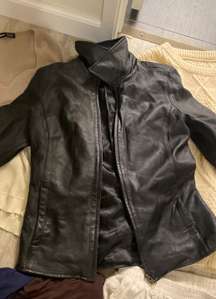 black leather jacket