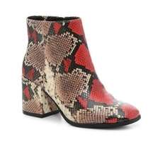 Benisa Faux Snake Skin Bootie Red Brown Size 9.5