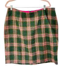 Boden British Tweed By Moon 100% Wool Plaid Pencil Skirt Size 16R