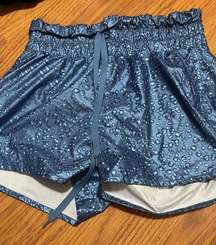 Ziya Active Womens High Rise Blue Bubble Bomber Shorts Size M W/Pockets