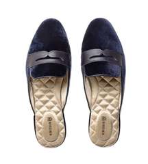 Birdies The Phoebe Velvet Loafer Mules in Navy