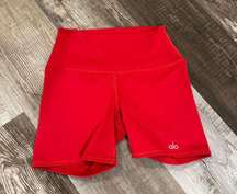 Alo Yoga Red Biker Shorts