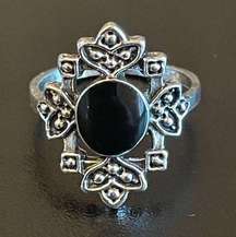 Vintage black  S925 silver plated ring size 6.5