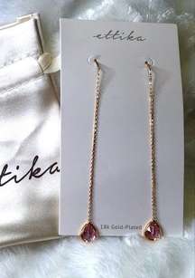 NWT Ettika 18K Gold Plated Chain and Crystal Dangle Earrings