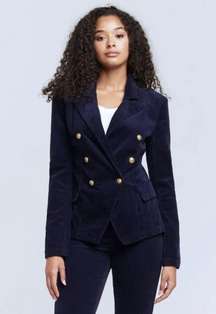 Kaydence Corduroy Double Breasted Blazer Jacket Blue Size XS