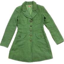 Adriana Light Weight Twill Peacoat Jacket Coat Fitted Green - Junior's - Medium