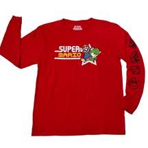 Super Mario Long Sleeve T-Shirt Red Tee Crew Neck Video Game