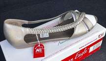 Size 12 - American Eagle - silver/brown leather flats - brand new with tags