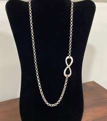 Infinity symbol silver tone open link chain necklace