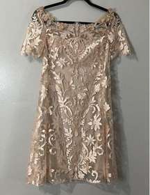 MARCHESA NOTTE Floral Embellished Mini Dress NWT Small Blush NO SIZE Cocktail