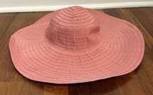 August Hat Company Packable Sun Beach Garden Hat Pink Polyester Wide Brim