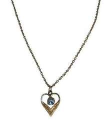 Vintage Blue Stone Heart Diamond Necklace Everyday Anniversary