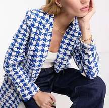 💙💙Double Breasted Houndstooth Blazer in Blue