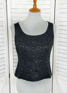 Kasper Petites Sequin Front Camisole Tank Top Black Size 2P Party Evening