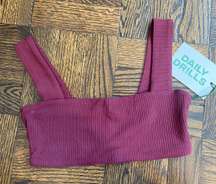 Maroon Ribbed Sports Bra