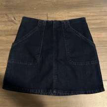 Dark-Wash Navy Denim Skirt