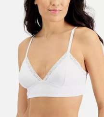 Jenni Bralette Womens SMALL White Wide Lace Lined Bralette Non-padded NWT