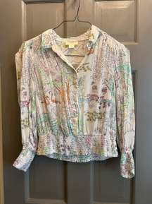 Printed Smocked Waist Blouse