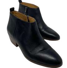J. Crew Sawyer Black Leather Ankle Zip Boots Block Heel J7005 Women’s Size 8