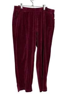 Quacker Factory Cranberry Pants Large Velvet Velour