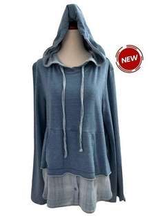 Cloth & Stone Blue Anthropologie Distressed  Hoodie Size M NWT | 40-10