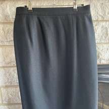 Vintage 80s Sag Harbor Black Wool Pencil Skirt Size 14