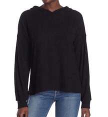 NWT Project Social T Black Ribbed Balloon Dolman Sleeves Thin Knit Hoodie Top S