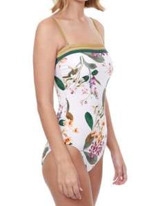 New! Gottex Bandeau Strapless Floral Sardinia One Piece Swimsuit