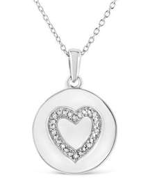 Haus of Brilliance Sterling Silver Diamond Heart Emblemed 18" Pendant Necklace