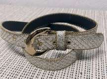 Elite Vintage sparkle glitter metallic silver gold belt 36” long