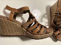 Cobb Hill by New Balance Women's Tan Braided Leather Wedge Heel Sandals 9M