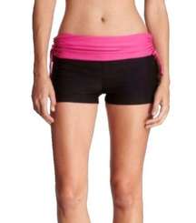 new  ✦ Pisces Scrunch Tie Yoga Running Shorts ✦ Black + Pink ✦ Large