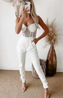 White Corset Cut Out Jumpsuit